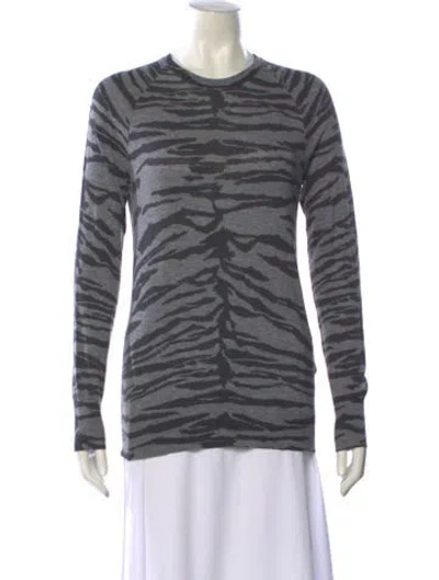 Pre-owned Equipment Wool Animal Print Sweater In Gray