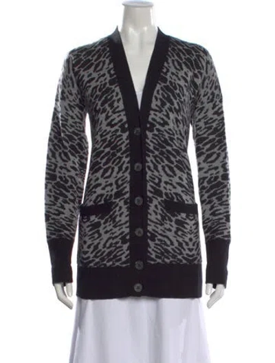 Pre-owned Equipment Wool Animal Print Sweater In Gray