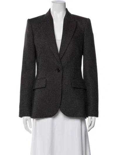 Pre-owned Equipment Wool Houndstooth Print Blazer In Burgundy