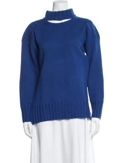 Pre-owned Equipment Wool Mock Neck Sweater In Blue