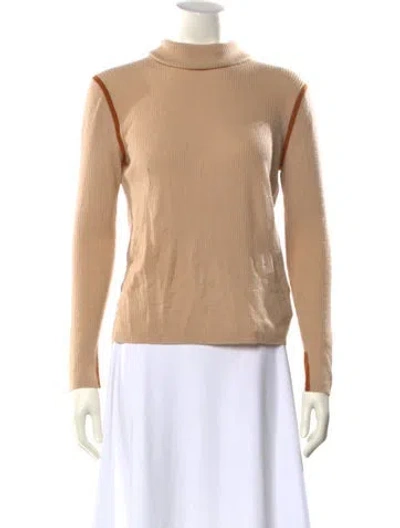 Pre-owned Equipment Wool Mock Neck Sweater In Brown