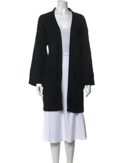 Pre-owned Equipment Wool Open Front Sweater In Black