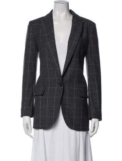 Pre-owned Equipment Wool Plaid Print Blazer In Gray