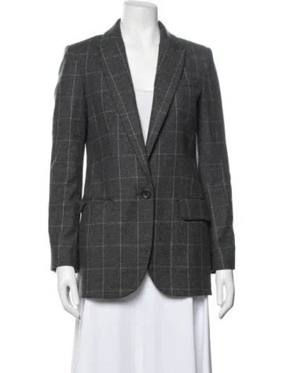 Pre-owned Equipment Wool Plaid Print Blazer In Grey