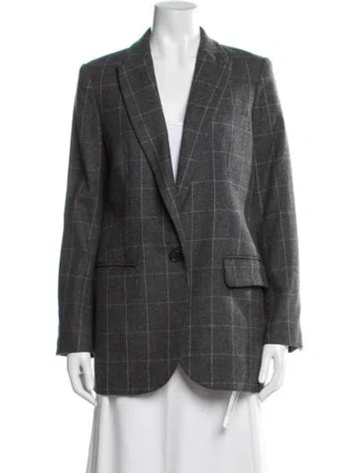 Pre-owned Equipment Wool Plaid Print Blazer In Multi