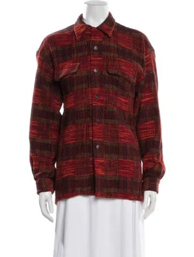 Pre-owned Equipment Wool Plaid Print Jacket In Red