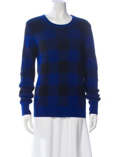 Pre-owned Equipment Wool Plaid Print Sweater In Blue
