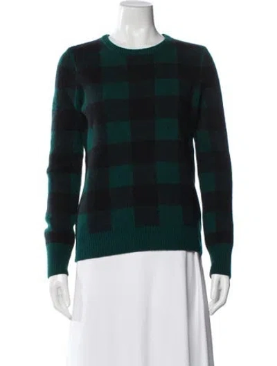 Pre-owned Equipment Wool Plaid Print Sweater In Green