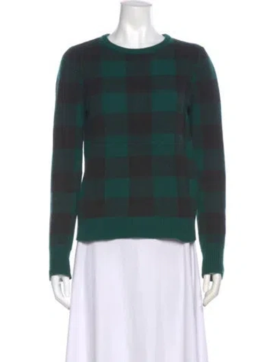Pre-owned Equipment Wool Plaid Print Sweater In Green