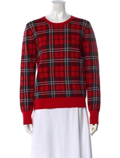 Pre-owned Equipment Wool Plaid Print Sweater In Red