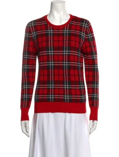 Pre-owned Equipment Wool Plaid Print Sweater In Red