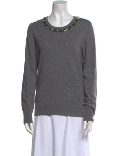 Pre-owned Equipment Wool Scoop Neck Sweater In Gray