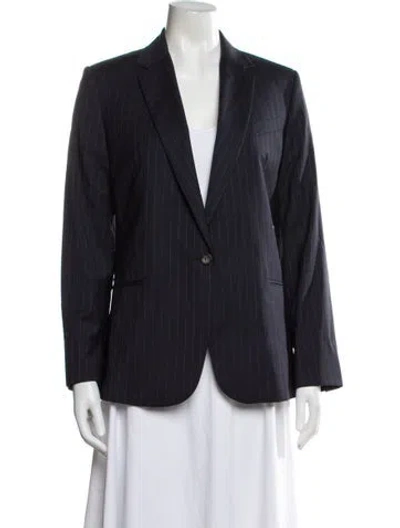 Pre-owned Equipment Wool Striped Blazer In Blue