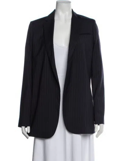 Pre-owned Equipment Wool Striped Blazer In Blue