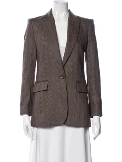 Pre-owned Equipment Wool Striped Blazer In Brown