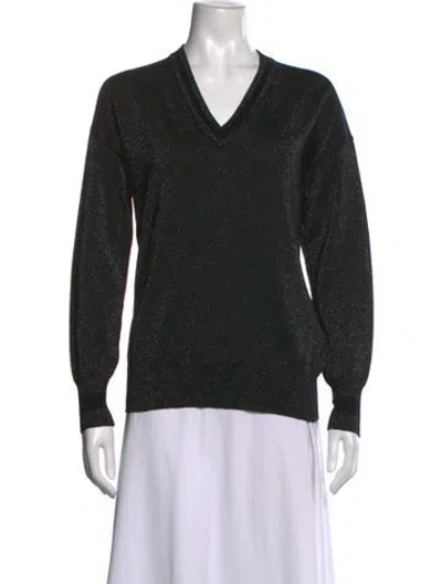Pre-owned Equipment Wool V-neck Sweater In Black