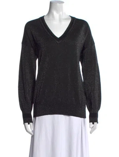 Pre-owned Equipment Wool V-neck Sweater In Black