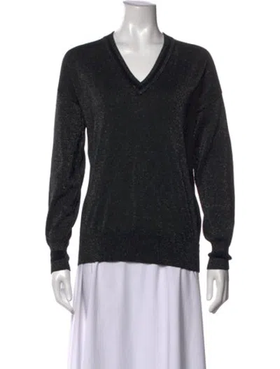 Pre-owned Equipment Wool V-neck Sweater In Black