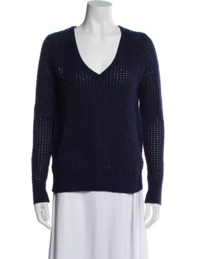 Pre-owned Equipment Wool V-neck Sweater In Blue