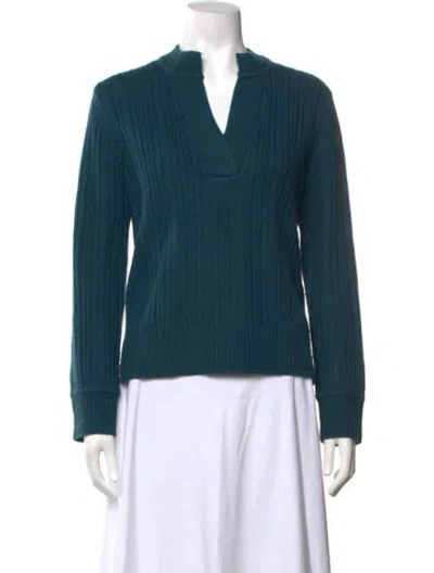 Pre-owned Equipment Wool V-neck Sweater In Blue
