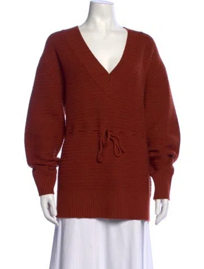 Pre-owned Equipment Wool V-neck Sweater In Brown