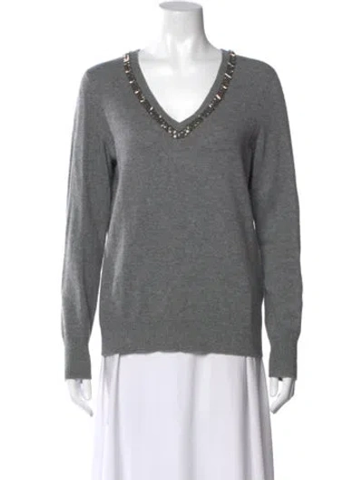 Pre-owned Equipment Wool V-neck Sweater In Gray