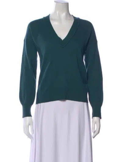 Pre-owned Equipment Wool V-neck Sweater In Green