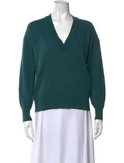Pre-owned Equipment Wool V-neck Sweater In Green