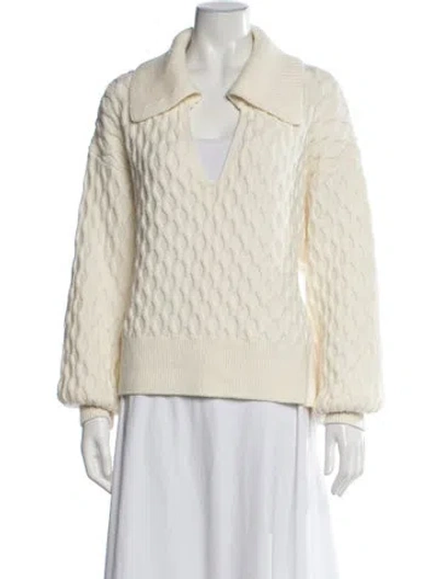 Pre-owned Equipment Wool V-neck Sweater In Neutrals