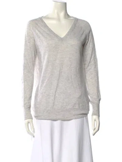 Pre-owned Equipment Wool V-neck Sweater In White