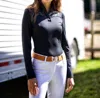 Equisite Elements Of Style Alice Lace Long Sleeve English Hunt Shirt In Black In Blue