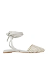 Eqüitare Equitare Woman Ballet Flats Off White Size 6 Leather, Textile Fibers In Off White