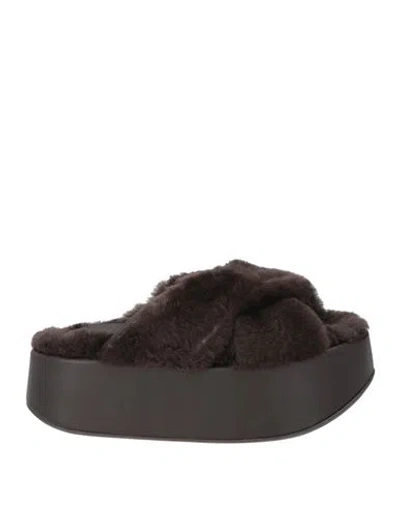 Eqüitare Equitare Woman Sandals Brown Size 8 Shearling In Animal Print
