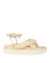 Eqüitare Equitare Woman Thong Sandal Beige Size 7 Textile Fibers In Beige