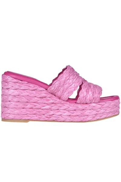 Eqüitare Woven Raffia Wedge Mules In Multi