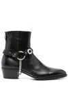 Eraldo 50mm Chain Leather Biker Boots In Black