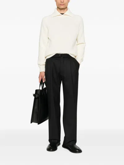Eraldo Belted Pleated Trousers In Black