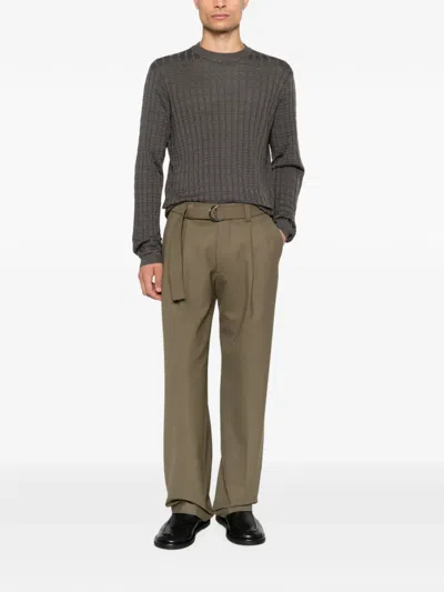 Eraldo Belted Pleated Trousers In Green
