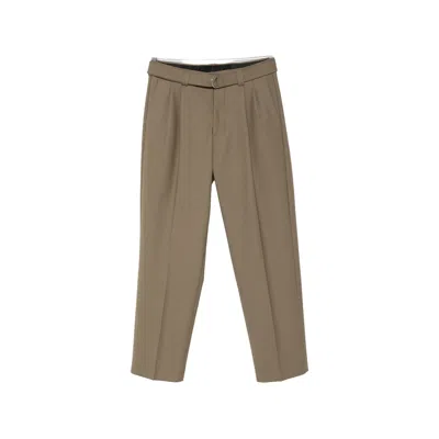 Eraldo Belted Pleated Trousers In Brown