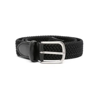 Eraldo Leather-trim Interwoven Belt In Black