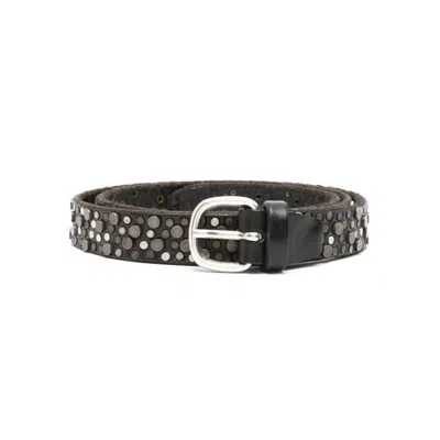 Eraldo Stud-embellished Leather Belt In Black/metallic