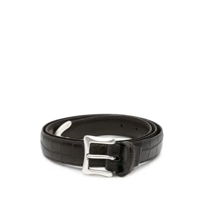 Eraldo Crocodile-effect Buckle Belt In Black
