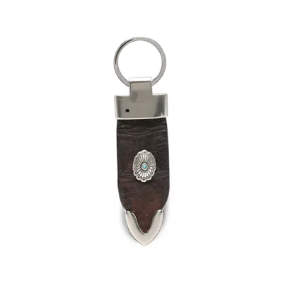 Eraldo Croc-effect Concho-embellished Keyring In Brown