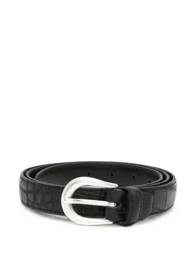 Eraldo Crocodile-effect Buckle Belt In Black