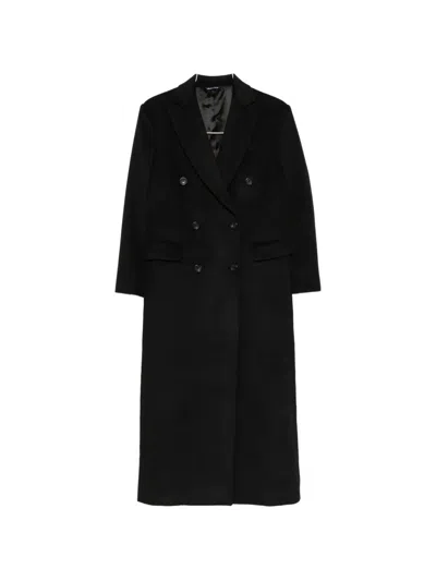 Eraldo Double-breasted Peaked-lapels Coat In Black