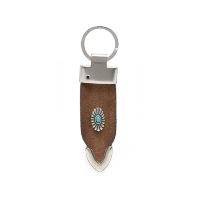 Eraldo Embellished Suede Keyring In Brown