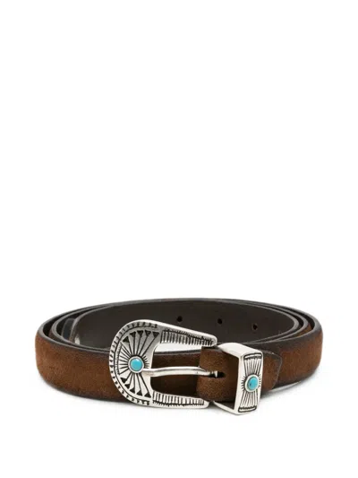 Eraldo Engraved-buckle Leather Belt In Brown