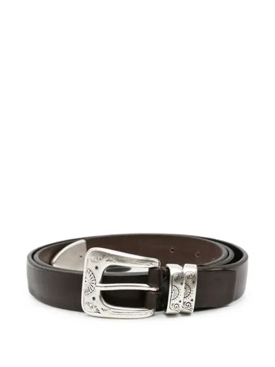 Eraldo Engraved-buckle Leather Belt In Black