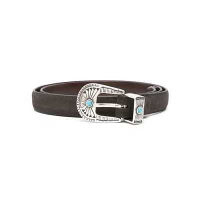 Eraldo Engraved-detail Suede Belt In Black
