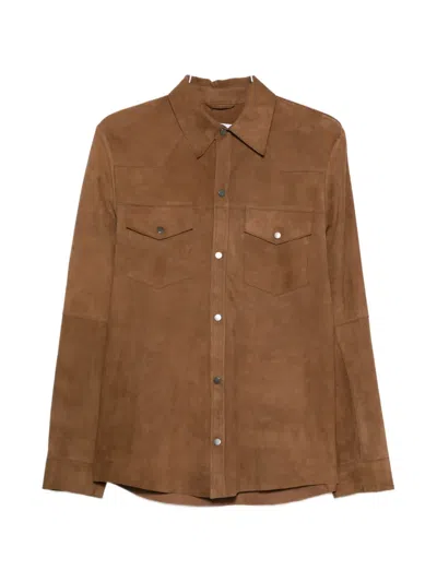 Eraldo Flap-pocket Suede Shirt In Brown